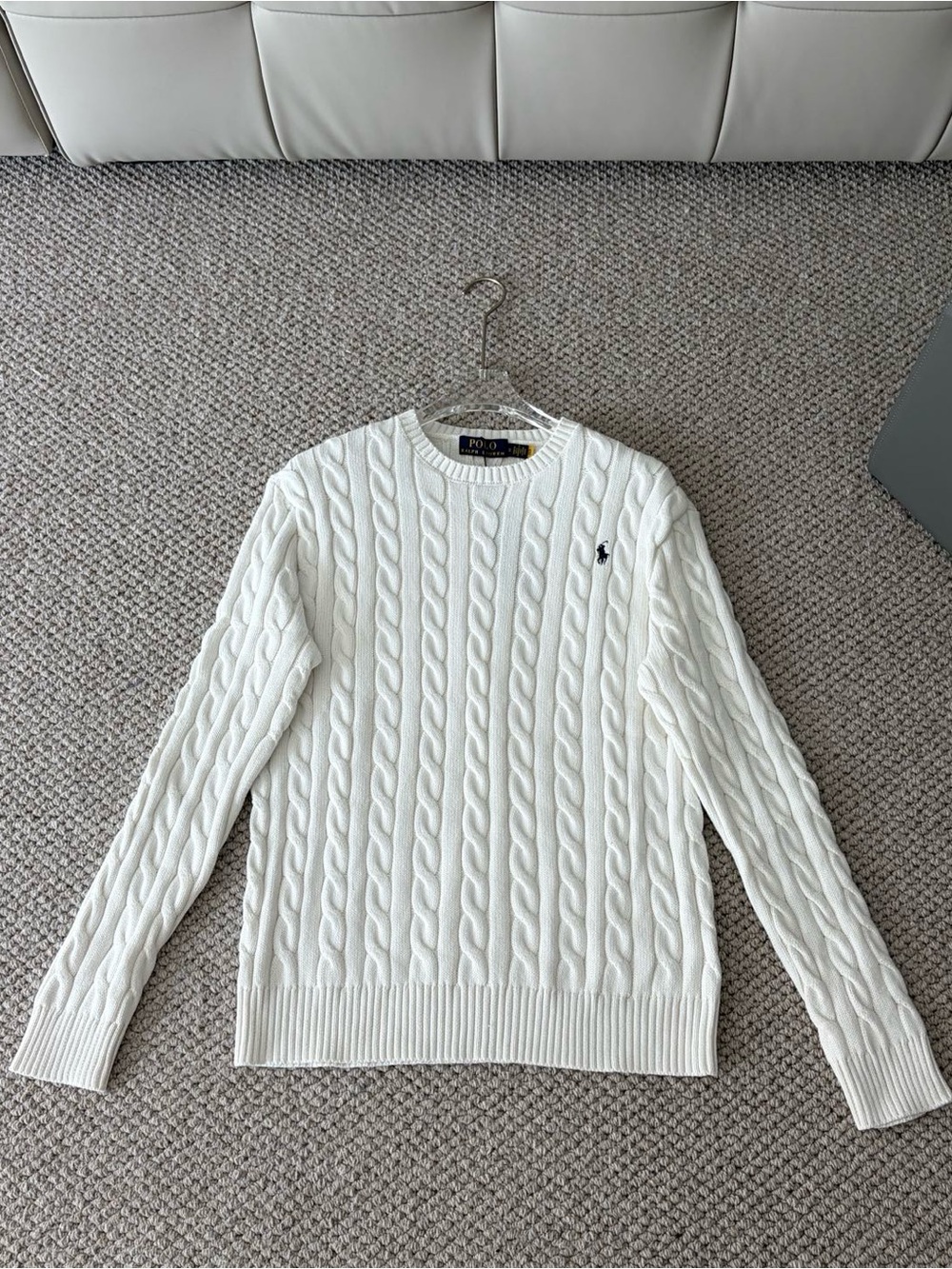 Polo by Ralph Lauren Cream Cable-Knit Crewneck Sweater
